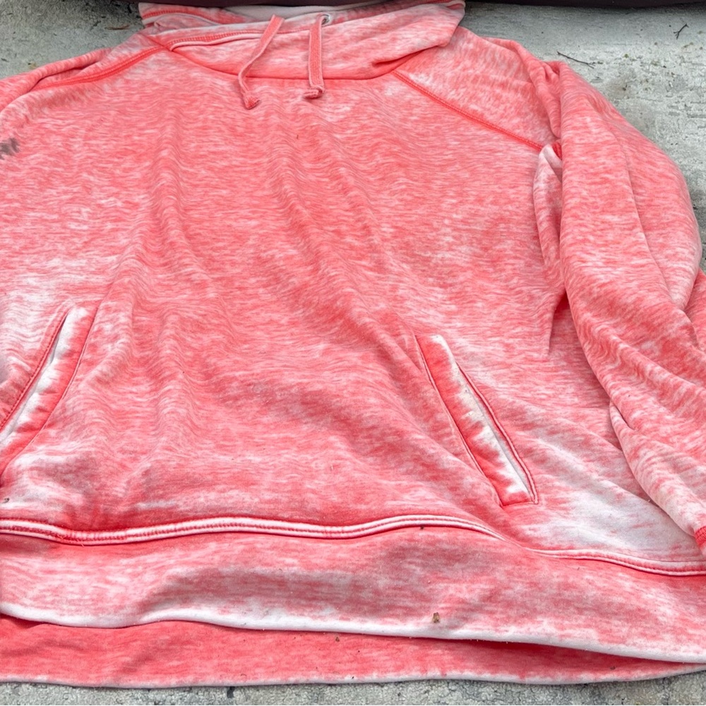 GreenTea Coral and White Hoodie